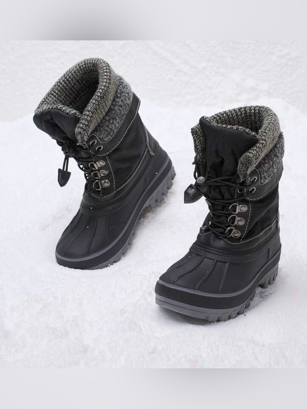DREAM PAIRS Kids Winter Snow Boots Black Size US 4 NIB Waterproof Mid Calf Warm